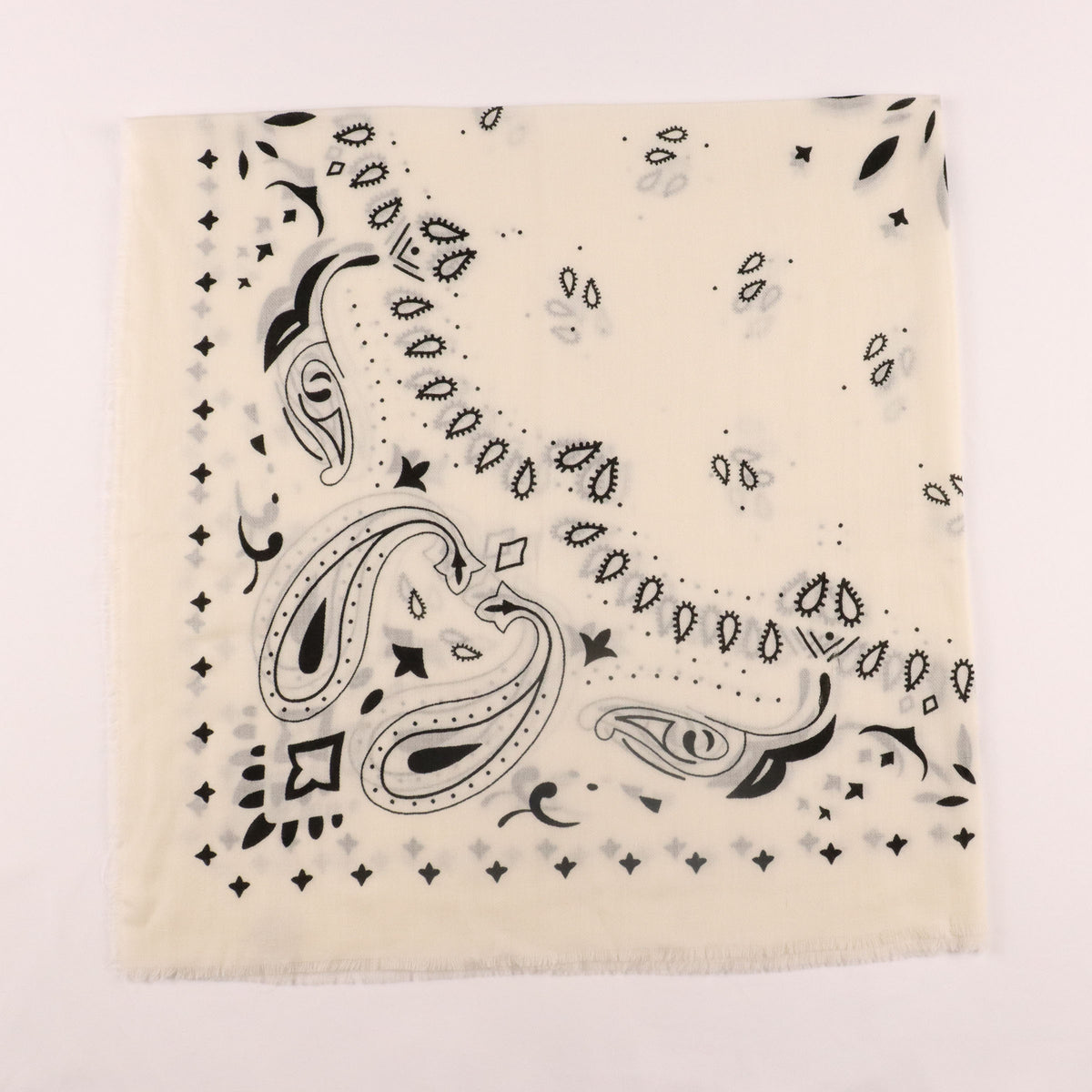Silk Square Scarf | 100% Silk Paisley Print White & Black 94cm | Custom & Wholesale | Hengwang Garment