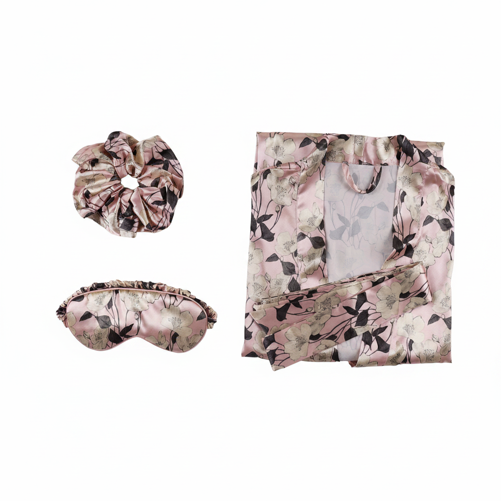 Silk Sleep Set | Pink Rose Gold Solid Color | Custom & Wholesale | Hengwang Garment