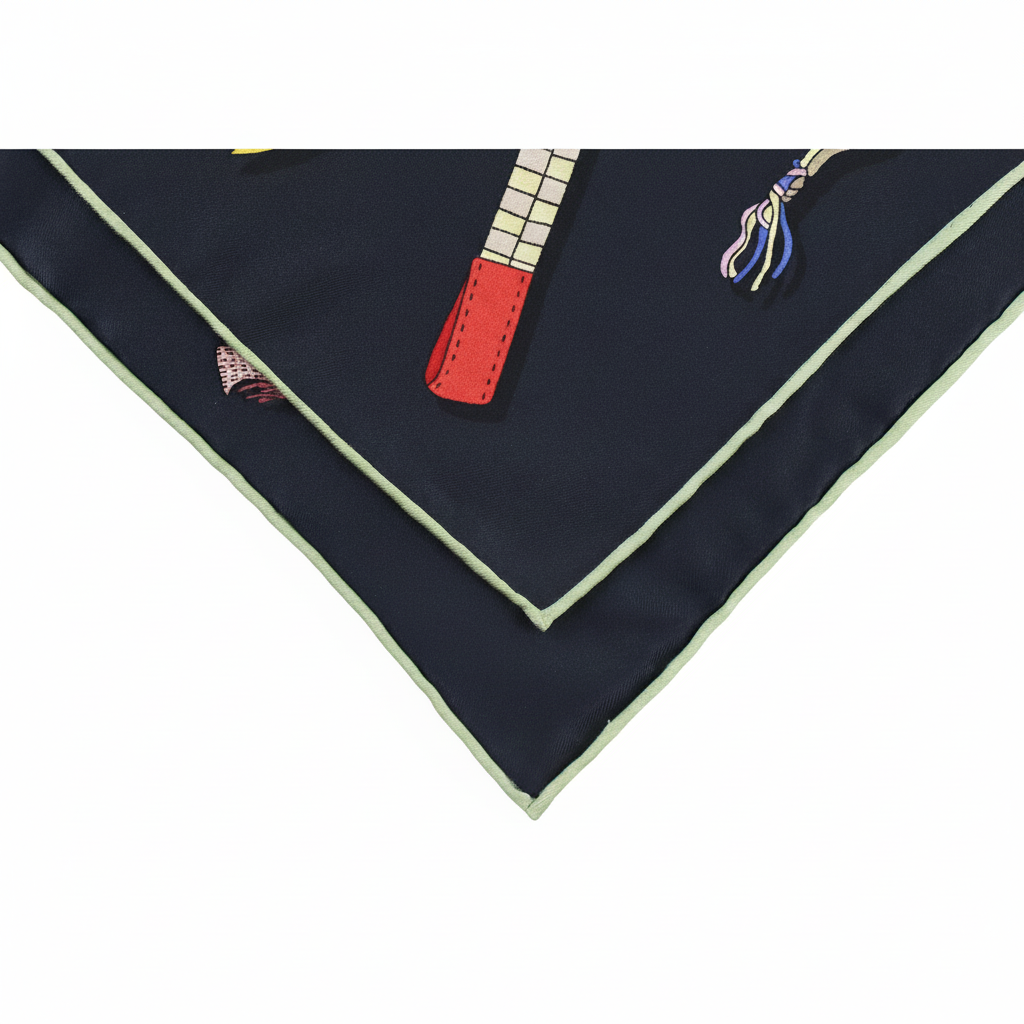 Silk Square Scarf | Black Digital Print | Custom & Wholesale | Hengwang Garment