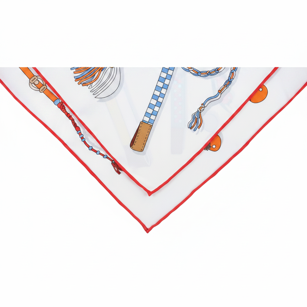 Silk Square Scarf | White Graphic Print | Custom & Wholesale | Hengwang Garment