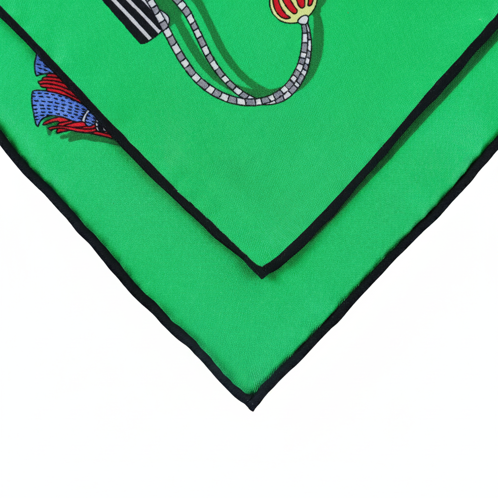 Silk Square Scarf | Green Digital Print | Custom & Wholesale | Hengwang Garment
