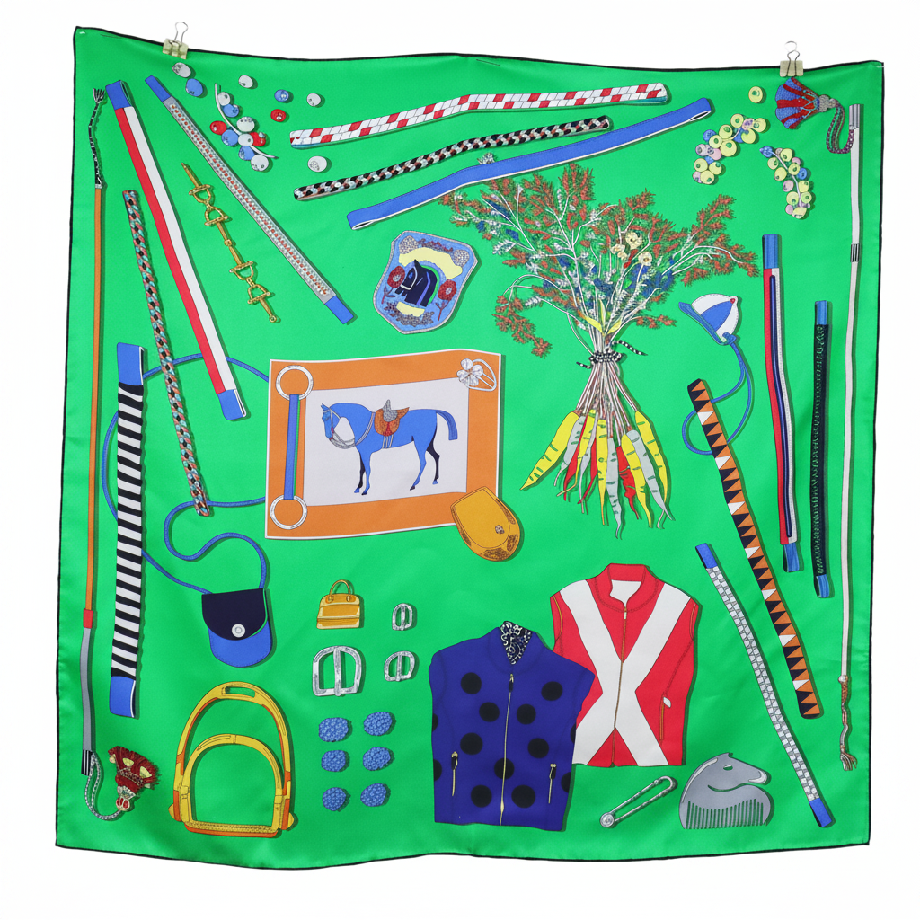 Silk Square Scarf | Green Digital Print | Custom & Wholesale | Hengwang Garment