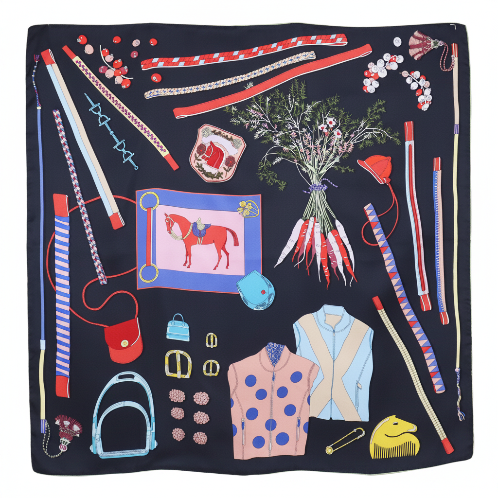 Silk Square Scarf | Black Digital Print | Custom & Wholesale | Hengwang Garment