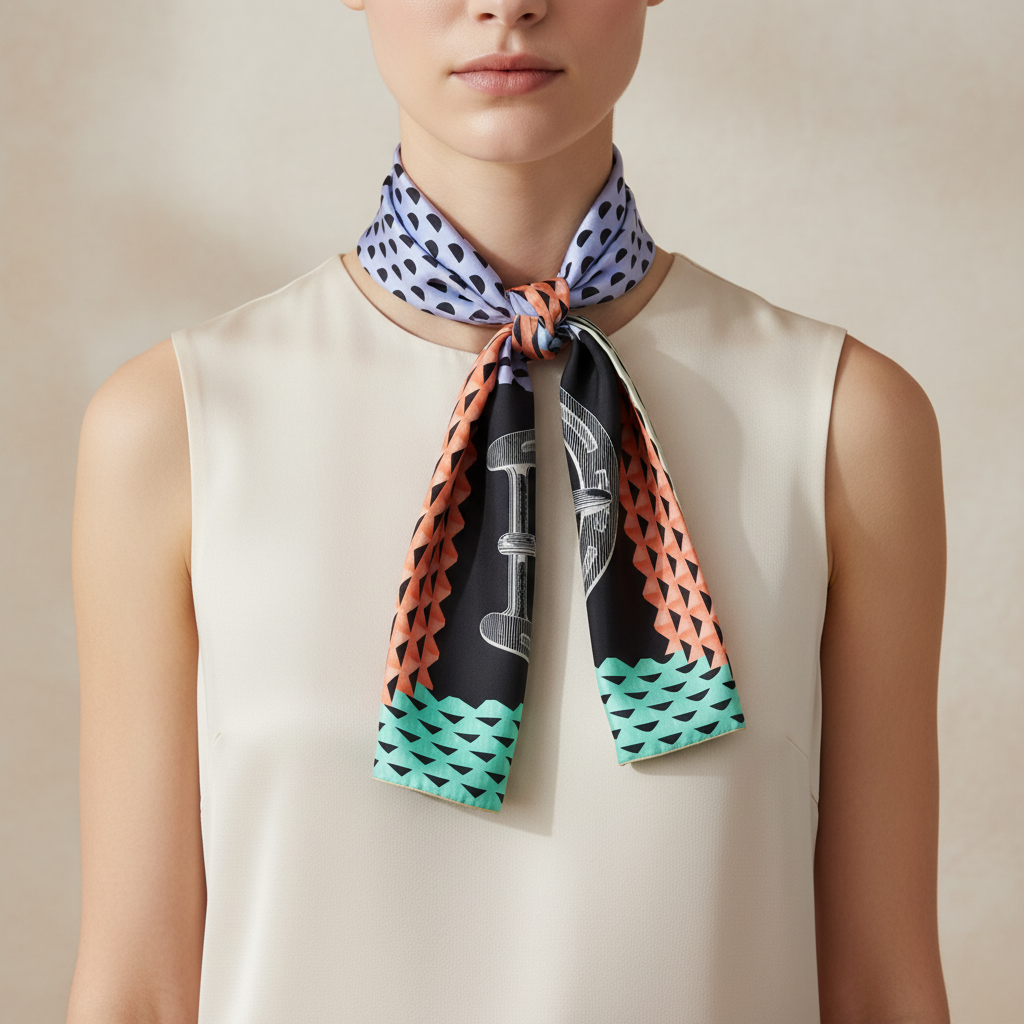 Silk Square Scarf | Multicolor Double-Sided Digital Print | Custom & Wholesale | Hengwang Garment