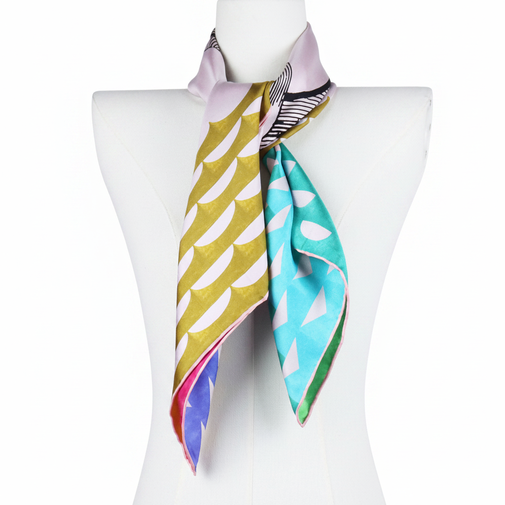 Silk Square Scarf | Multicolor Double-Sided Print | Custom & Wholesale | Hengwang Garment