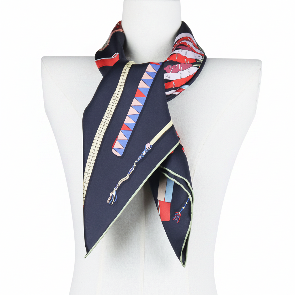 Silk Square Scarf | Black Digital Print | Custom & Wholesale | Hengwang Garment