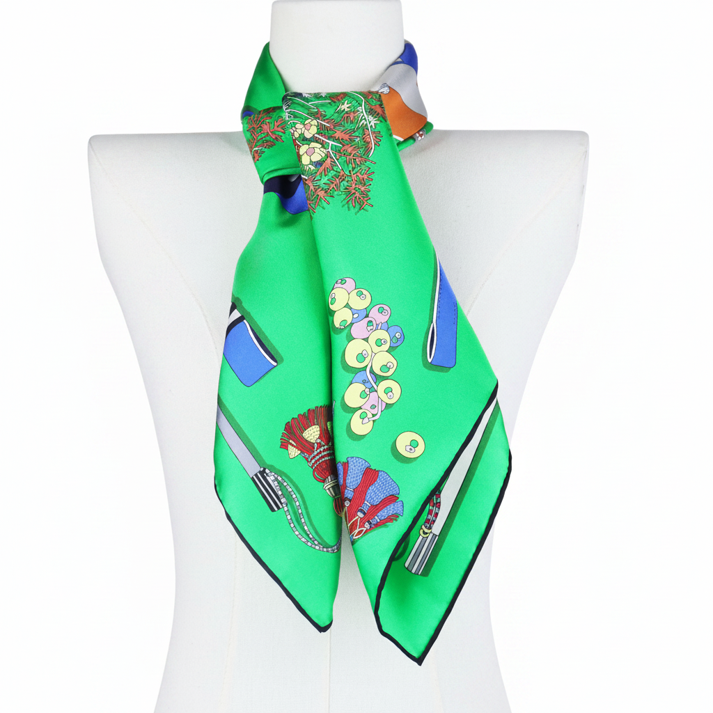 Silk Square Scarf | Green Digital Print | Custom & Wholesale | Hengwang Garment
